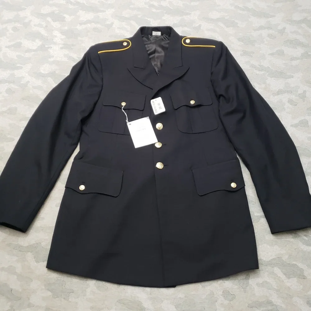 De Rossi & Son Army Coat Men 42L Blue Wool Blend Military Uniform NWT